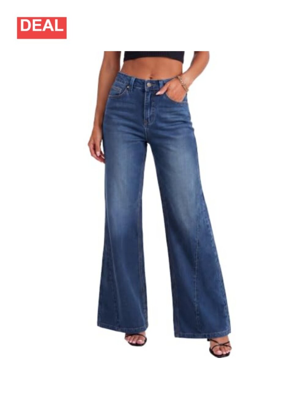 Wide Leg High Waisted Baggy Stretch Denim Jeans